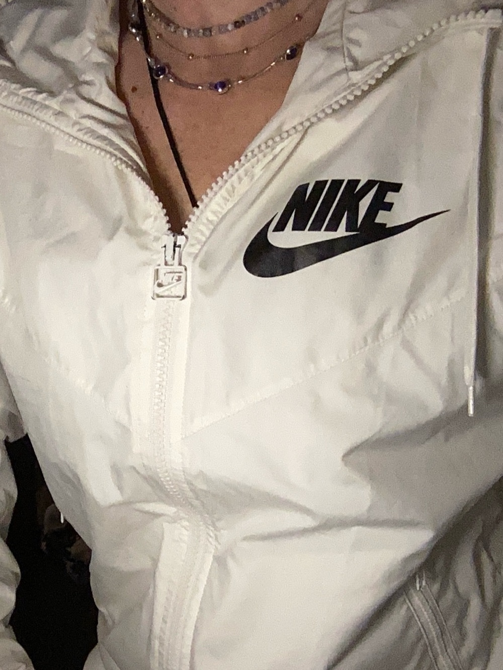 Nike White Bomber Jacket with Black Swoosh